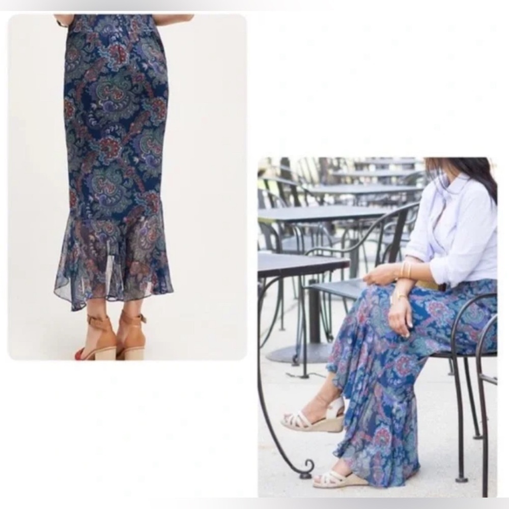 Anthropologie Vanessa Virginia Silk Paisley Skirt Size 2 midi pattern print - Picture 3 of 12